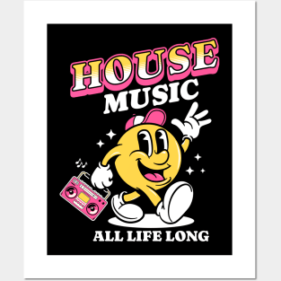 HOUSE MUSIC  - Retro Mascot All Life Long (white/pink) Posters and Art